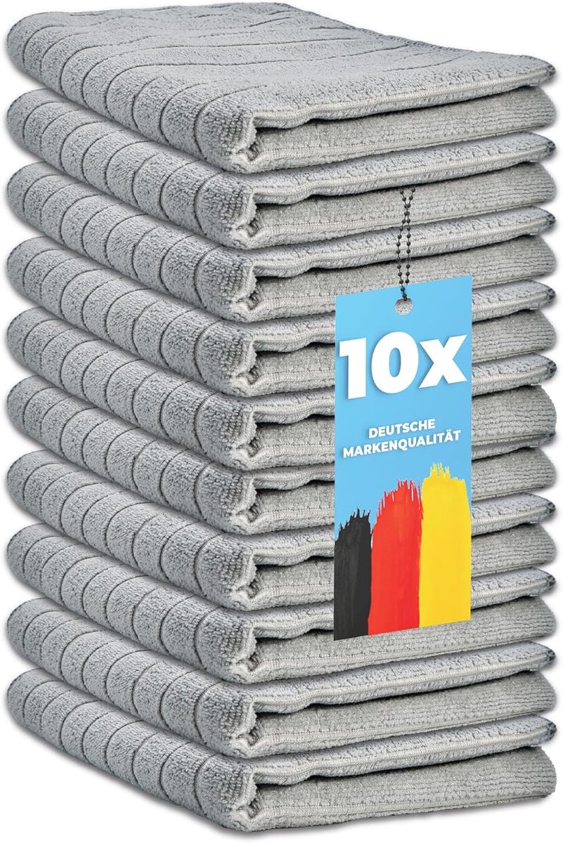 SnelShoppen - 10 Keukenhanddoeken en Theedoeken (50 x 70 cm) - Microvezel Schoonmaakdoeken voor Glas, Bestek, Borden en Keuken - Hoge Absorptie en Sne