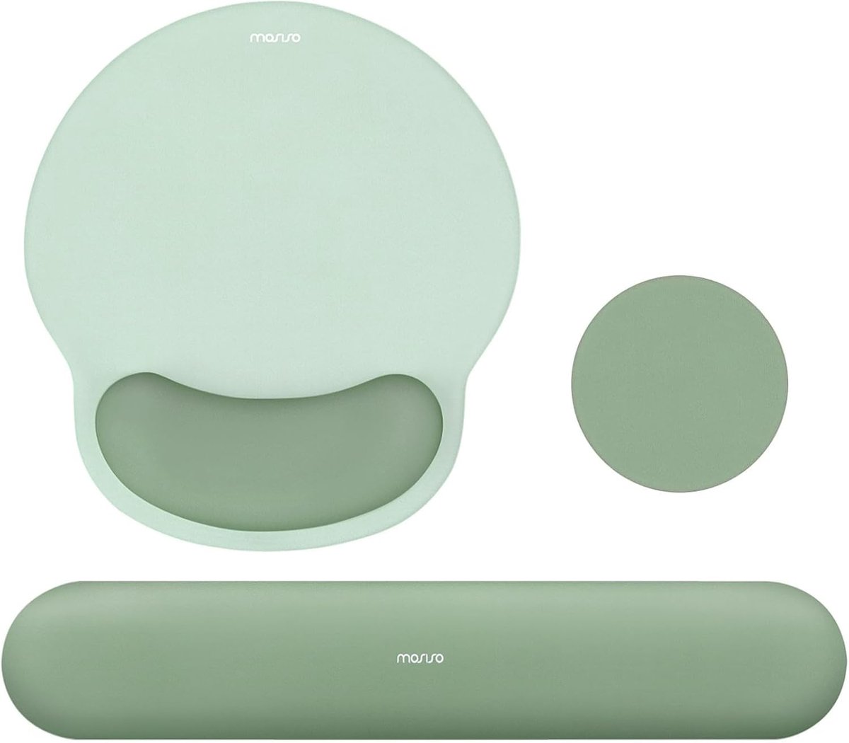SnelShoppen - Ergonomisch Muismat en Toetsenbord Polssteun Set - Cirkelvormige Curved Mouse Pad en Coaster - Antislip Basis - Zacht Katoen en Silicone
