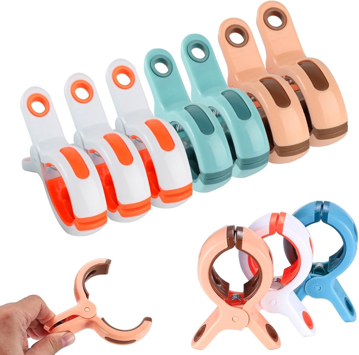 SnelShoppen - Large Clips voor Badhanddoeken, 10 Stuks Winddichte Towel Clips voor Strandstoelen, Zonliggers, Plastic Klemmen voor Handdoeken, Bedlinn