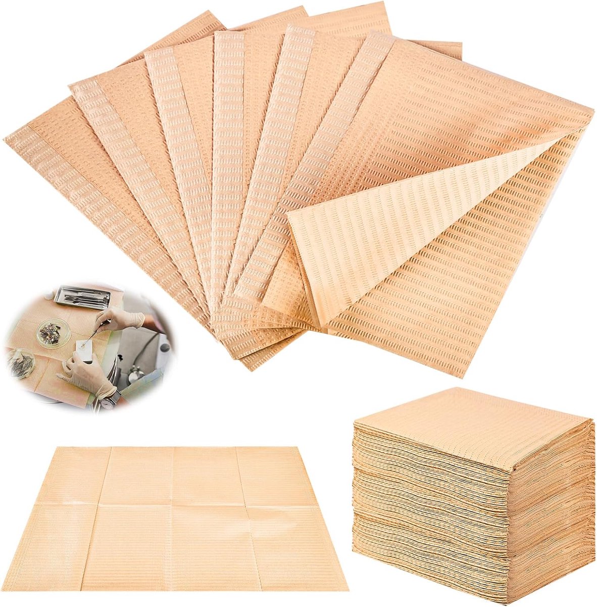SnelShoppen - Dental slabbetjes 125 stuks 33x45 cm wegwerp patiëntenservetten voor tandarts, tattoo en piercing, waterdicht, 3-laags, ideaal voor ziek