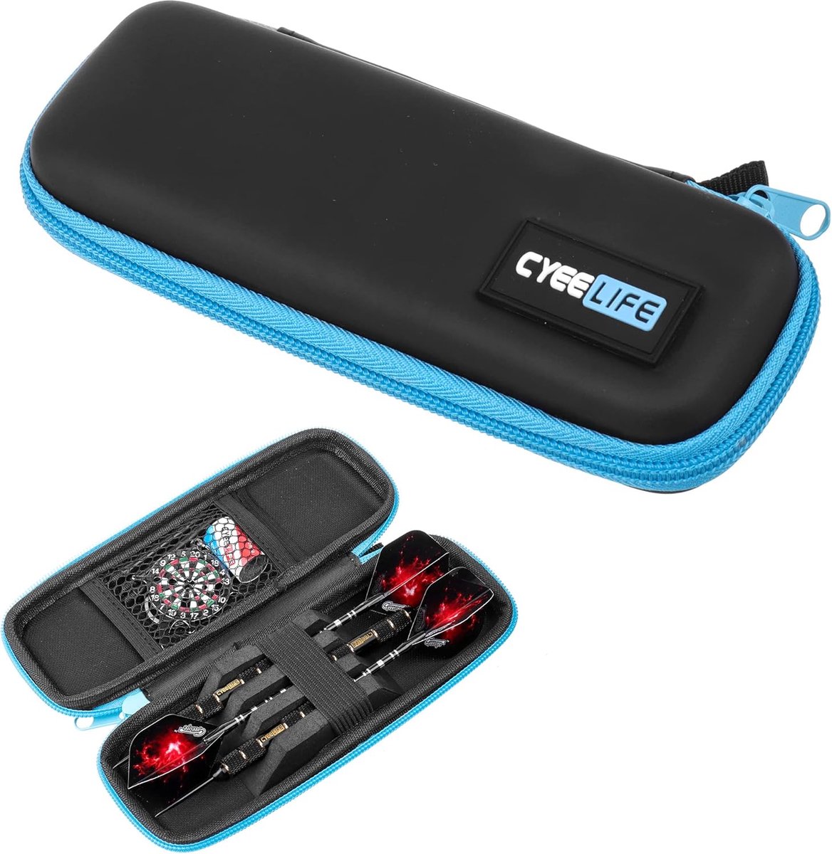 SnelShoppen - PU Dart Carrying Case voor Steel en Soft Darts, Darttas met Kaarthouder, Perfect voor Feesten en Toernooien, Zwart, Compact en Duurzaam