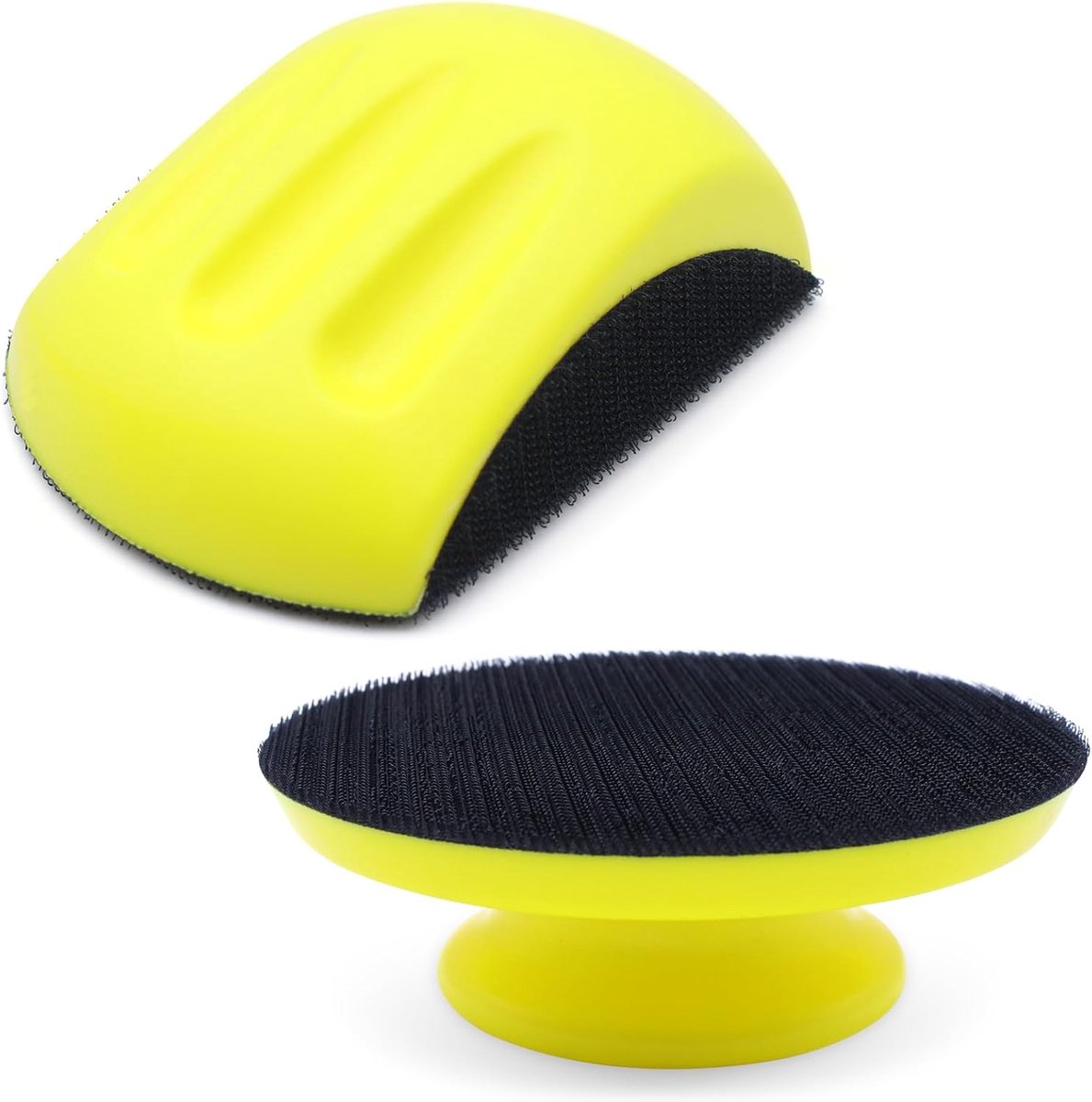 Thijox - 2 Stuks Hand Schuurblok Klittenband Muisvormig en Rond, 12,7 cm PU-schuim, Voor Polijstschijven, Houtwerk, Auto en Knutselen