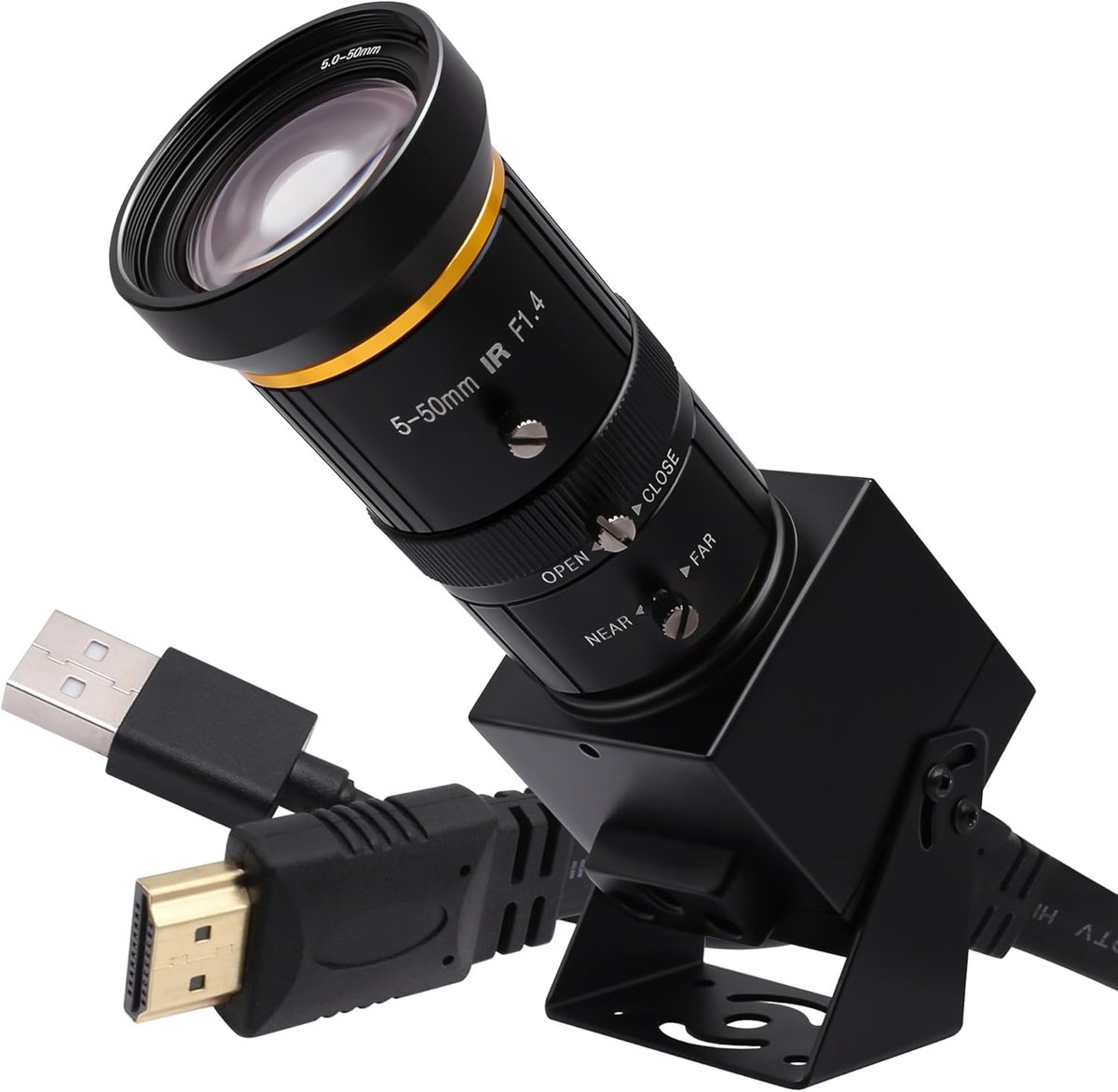 SnelShoppen - 4K HDMI Camera met 5-50mm Telephoto Lens, USB Webcam met Handmatige Focus, Streaming Camera voor Computer, Monitor, TV, Projector, 10x O