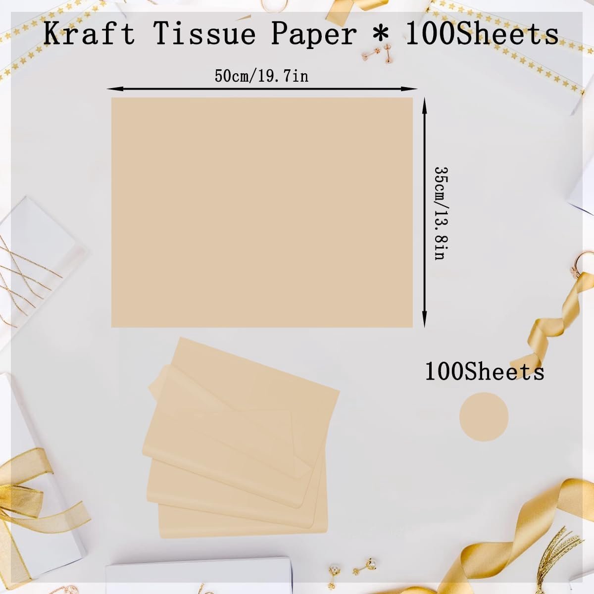 SnelShoppen - 100 Vellen Kraft Tissue Papier 35x50cm - Cadeau Inpakpapier voor Kerst, Verjaardag, Bruiloften, DIY & Decoratie - Perfect voor Bloemkuns