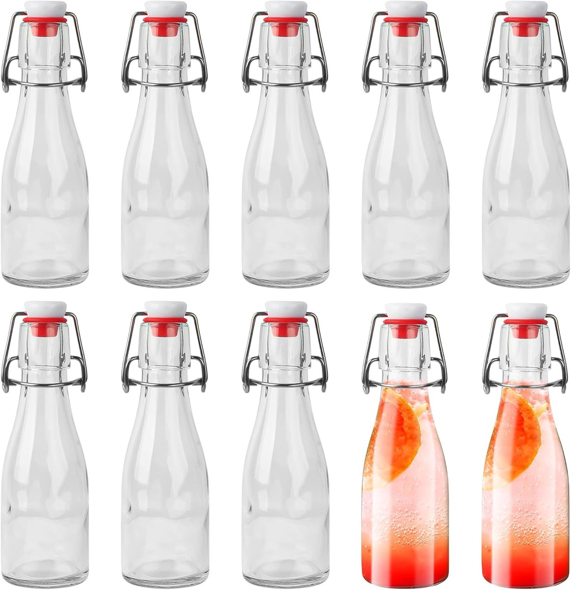 SnelShoppen - 10 Stuks 150 ml Glazen Flessen met Draai Deksel - Ideaal voor Siropen, Dranken, Kookoliën, Geurige Azijnen - Lekvrij en Luchtdicht - Per