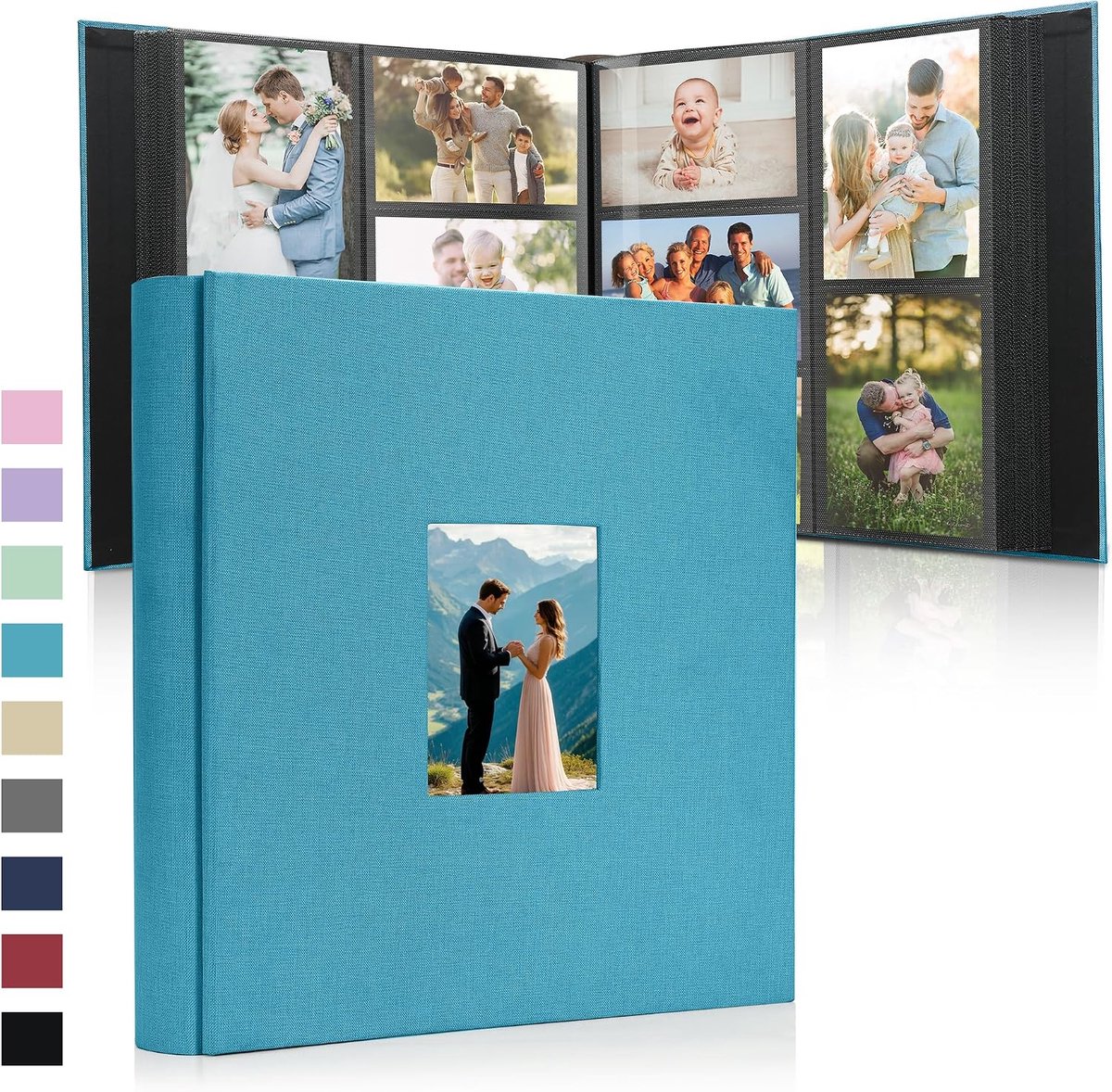SnelShoppen - Grote Fotoalbum 10x15 cm, 1000 Foto's, Linnen Insteekalbum met Personaliseerbare Voorzijde, Ideaal voor Familie, Trouwen, Reis en Babyhe