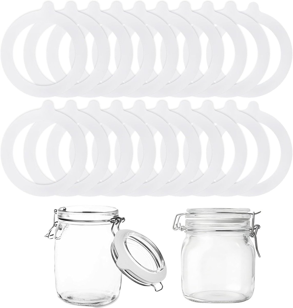 SnelShoppen - 30 Stuks Silicone Vervangingsringen voor Glazen Inmaakpotten - BPA-vrij, 95x70mm, Ideaal voor Jams en Vloeistoffen, Keuken Accessoires