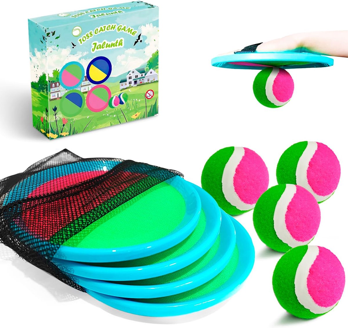 SnelShoppen - Jalunth Racquet Ball Set - Verbeterde Peddel met 18.5 cm Diameter - Ideaal voor Buiten, Strand, Tuin en Zwembad - Voor Kinderen van 1 to