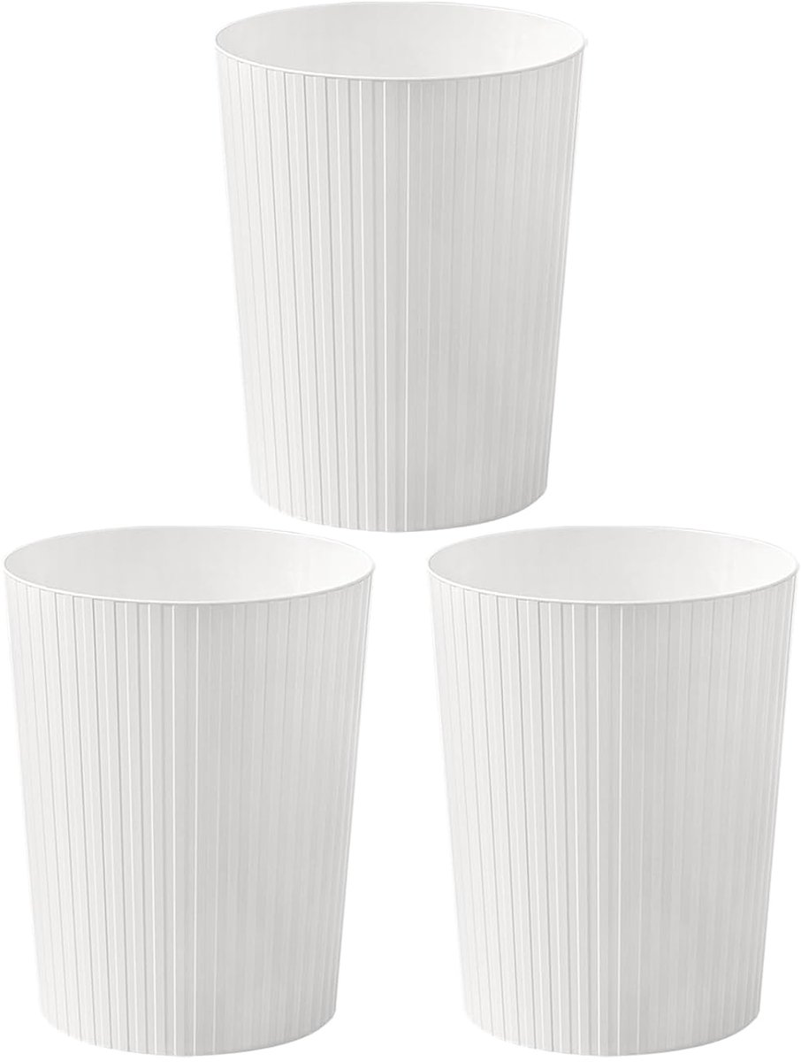 SnelShoppen - 7.2L 3 Set - Afvalemmer, Prullenbak, Papierbak, Vuilnisbak voor Badkamers, Keuken, Thuiswerkplekken, Witte Plastic Afvalbakken
