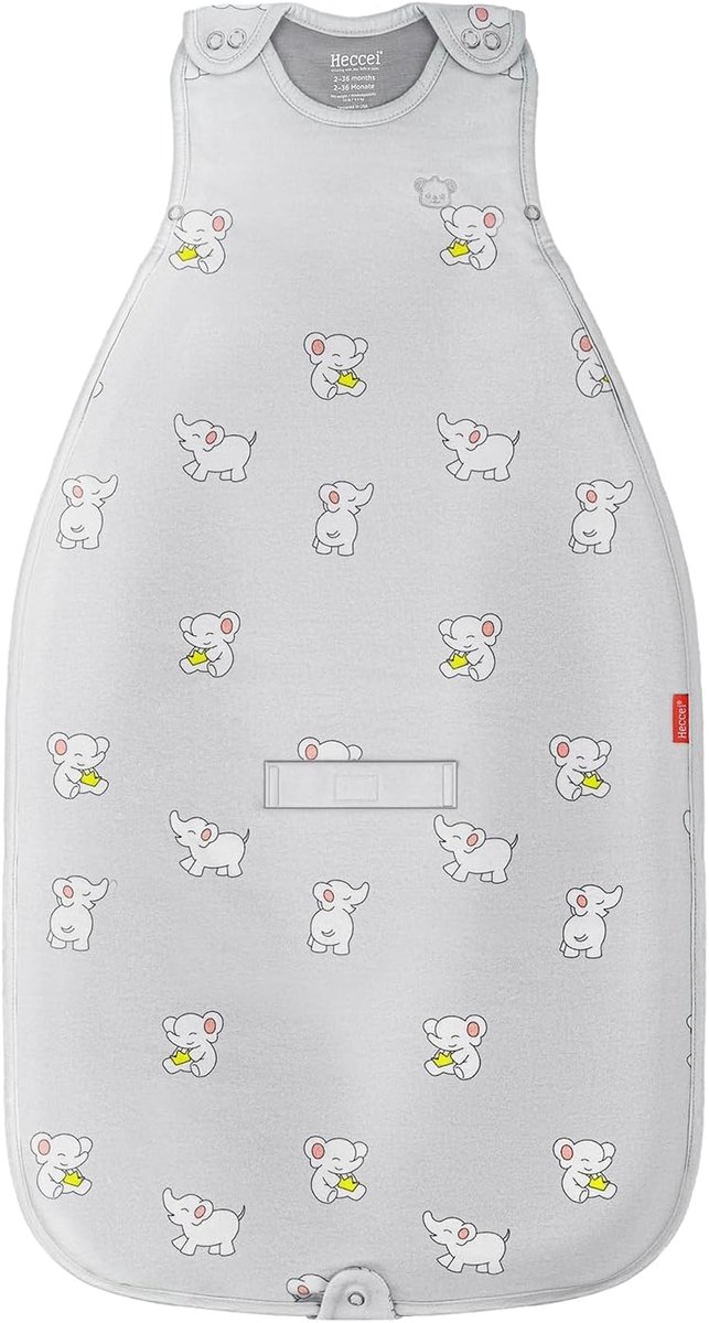 SnelShoppen - Merino Wol Baby Slaapzak voor 4 Seizoenen, Voor Baby's en Peuters 2-24 Maanden, Snackyphant Grijs, Ademend en Temperatuurregulerend