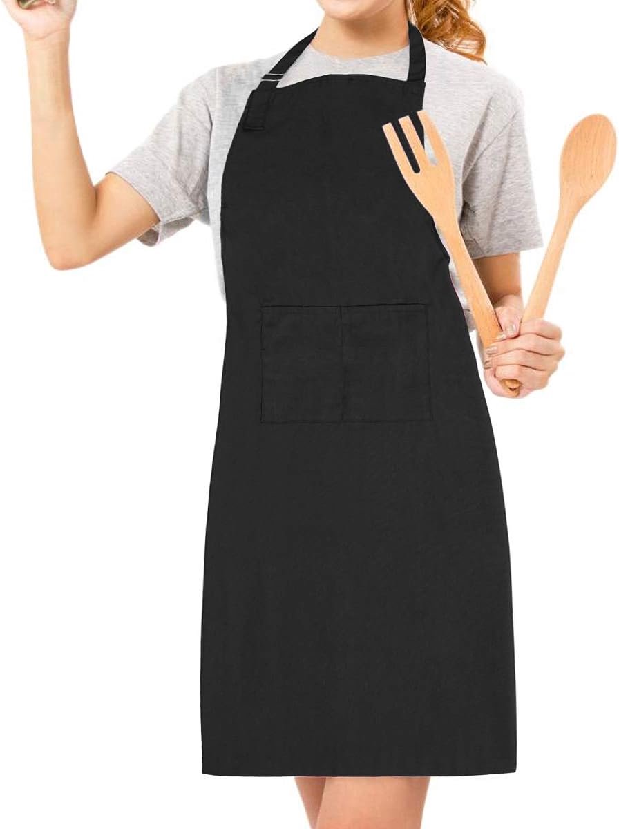 SnelShoppen - Keuken Schort - BBQ Schort - Katoen Zwart - Verstelbare Halsband - Wasbaar tot 30 °C - 70 x 85 cm - Perfect voor Grillen, Koken en Feest