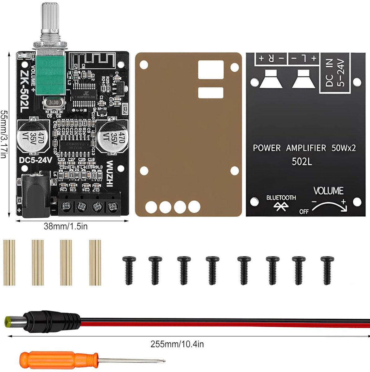 SnelShoppen - Bluetooth Hifi Stereo Versterker 2.0 Kanalen 2 x 50W Audio Amplifier DC 8-24V met AUX en Bluetooth Ingangen, Ideaal voor Feesten en Thui thumbnail 5