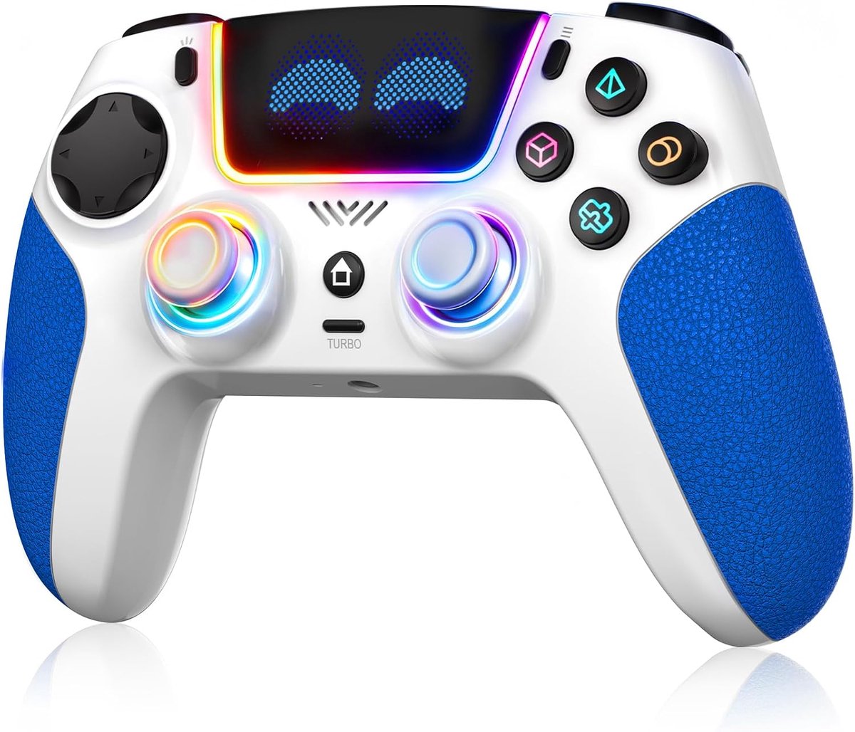 SnelShoppen - Draadloze Controller voor PS5/PC/Steam Deck met Hall Effect Joystick, RGB Verlichting, 6 Assige Gyroscoop, Turbo en Antislipgreep - 1500