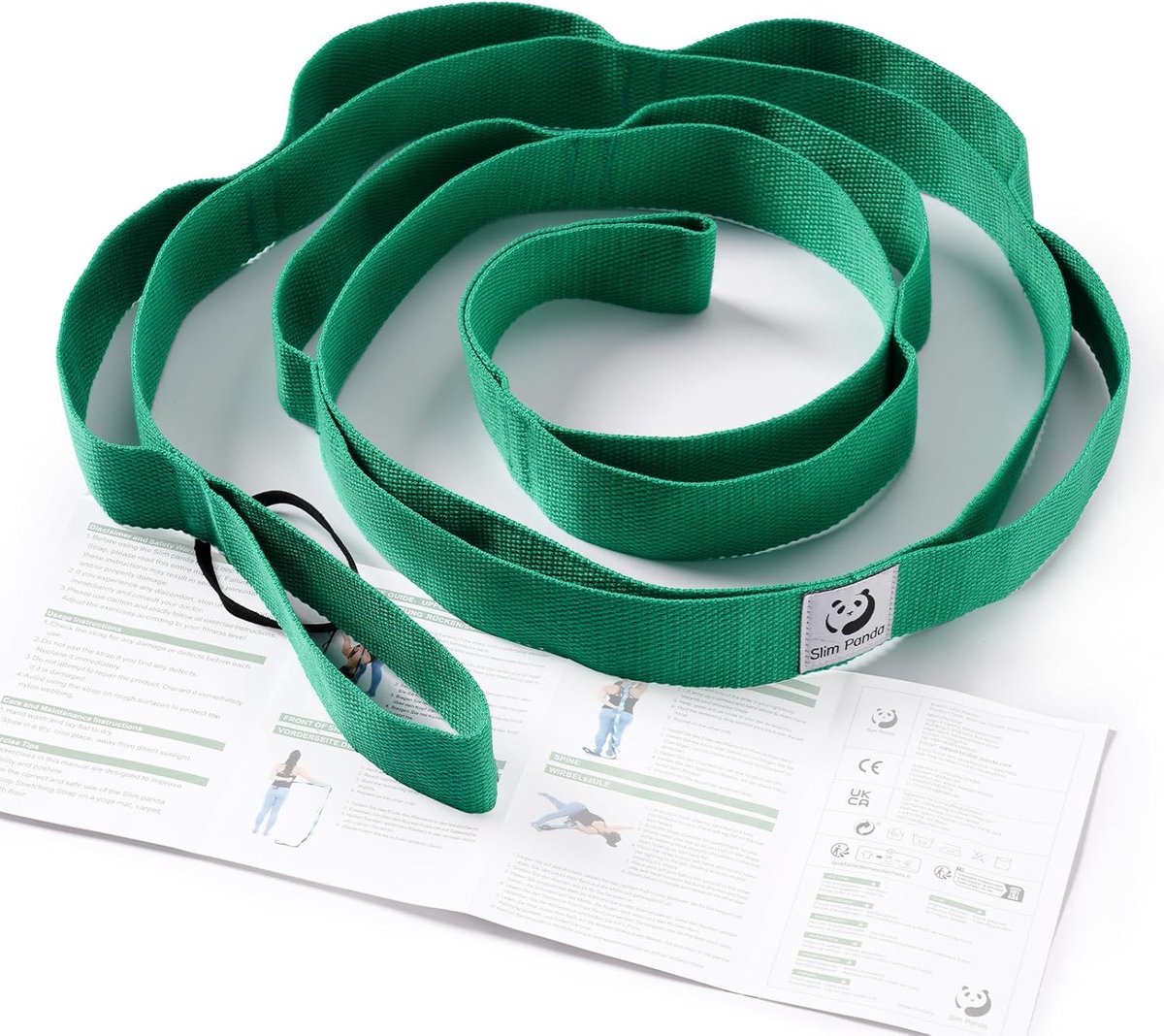 SnelShoppen - Yoga Stretch Band met 10 Loops - Pilates Straps voor Rekken en Strekken - 180 x 3.5cm - Geschikt voor Yoga, Ballet, Fitness en Fysiother
