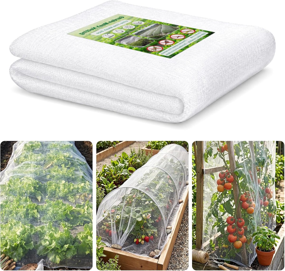 SnelShoppen - Plantenbeschermingsnet 3x10m - Groentennet 35g/m² Wit - Tuinbescherming voor Planten en Groenten