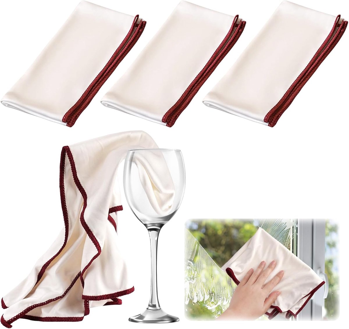 SnelShoppen - 3Pcs Ultrafijne Microvezel Glasdoeken 60x42cm - Streeploze en Lintvrije Schoonmaakdoeken voor Ramen, Wijnglazen, Camera's en Glaswerk