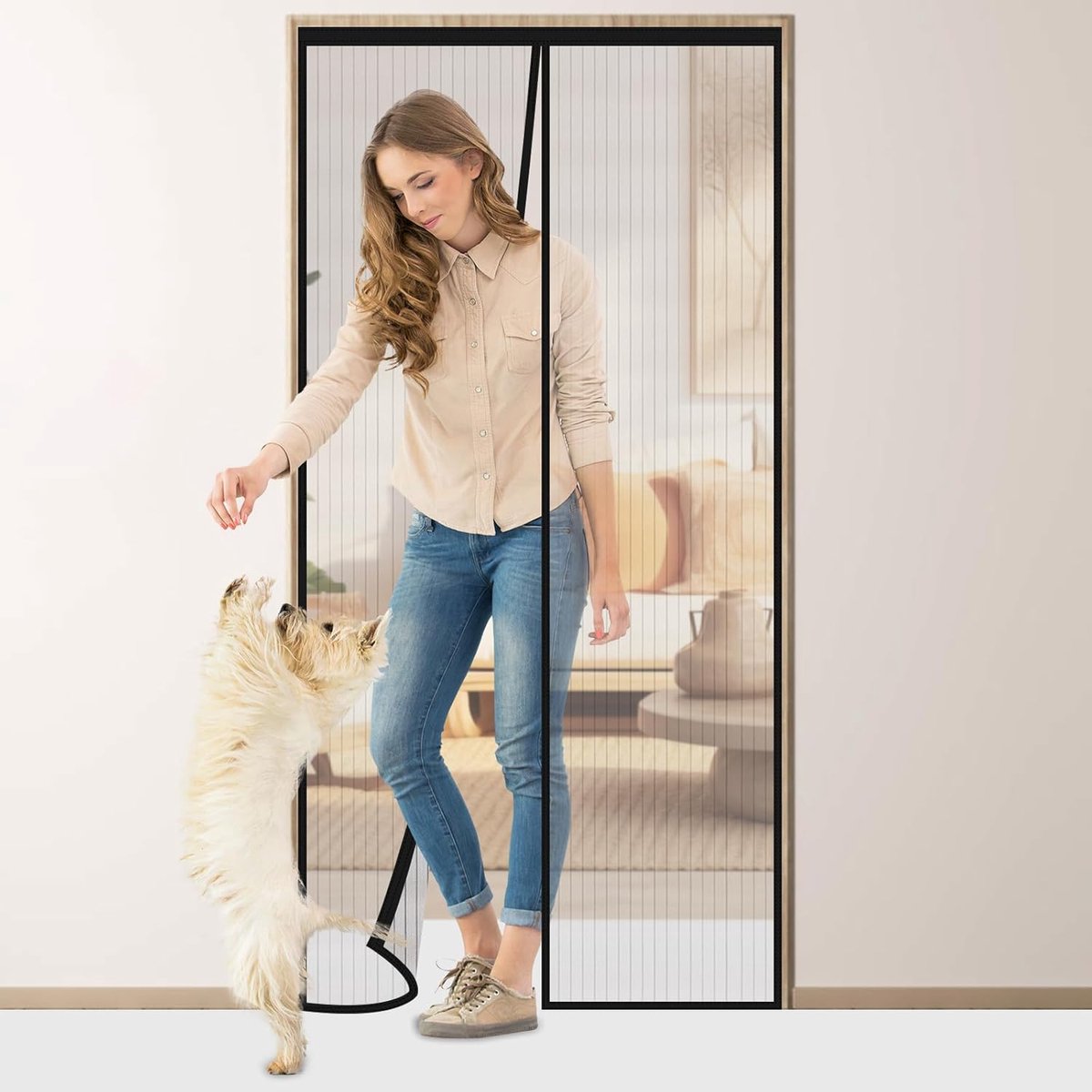 SnelShoppen - Flintronic Vliegengordijn Magnetisch, 80 x 200 cm, Insectenbescherming, Makkelijk Zonder Boren Voor Balkon, Deur, Woonkamer, Polyester,