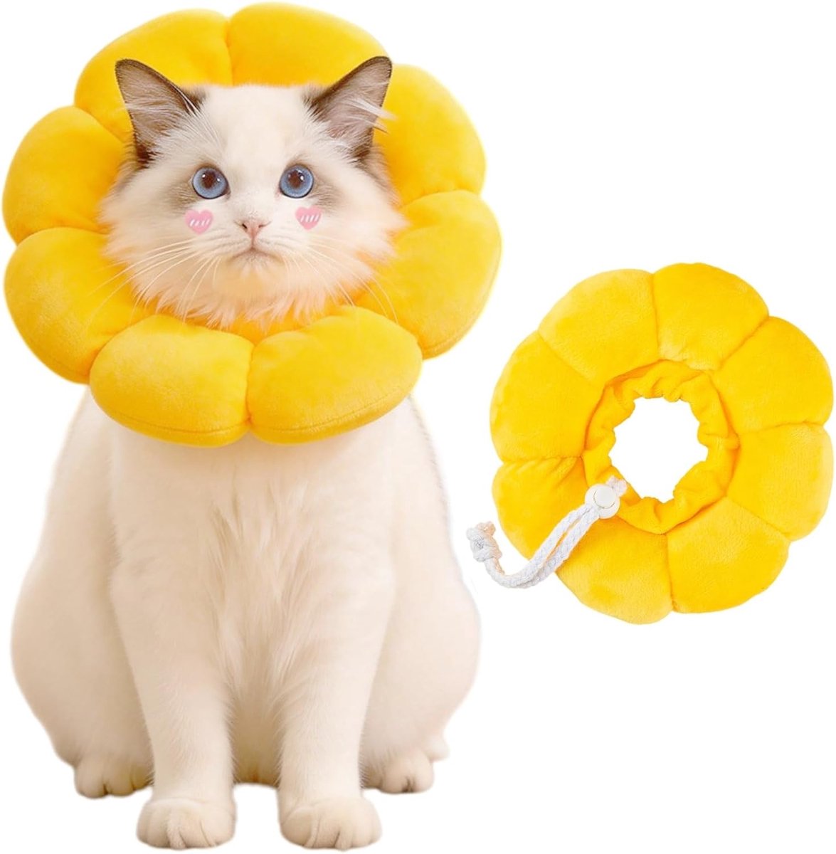 SnelShoppen - Kattenhalsband, Antilek, Ademend Katoen en Suède, Waterdicht, Krasbestendig, Bloemenprint, Ideaal voor Herstel na Chirurgie