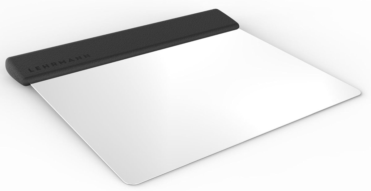 SnelShoppen - RVS Deegschraper 12 cm - Professionele Spatel voor Deeg, Snijden, Bakken, Zwart Handvat, Perfect voor Taart en Brood