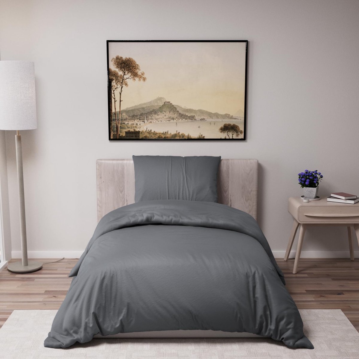SnelShoppen - Duvet Cover 135x200 cm met 1 Kussensloop 80x80 cm - Donkergrijs - 100% Microvezel - Oeko TEX Gecertificeerd - Luxe Bedset voor Comfortab