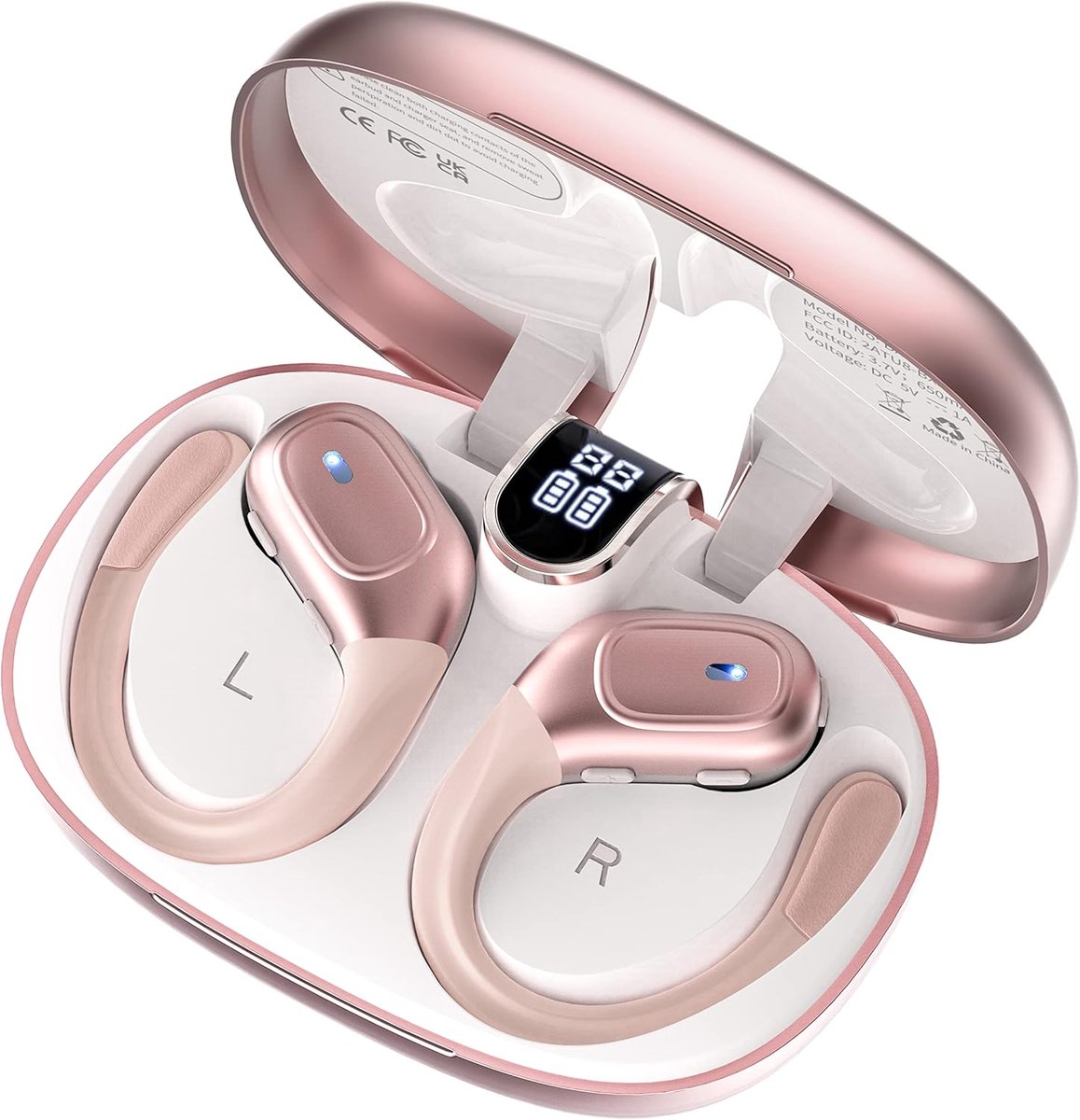 SnelShoppen - Bluetooth Hoofdtelefoon - Draadloze Sportkoptelefoon met Bluetooth 5.3, 2 HD Microfoons, 78U Geluidstijd, LED Display, Geluidsonderdrukk