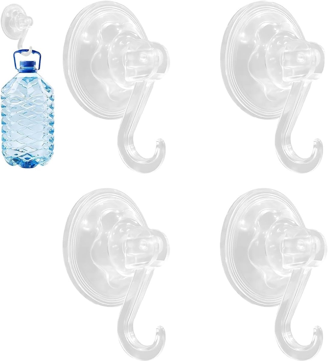 SnelShoppen - Extra Sterke Vacuüm Zuighaken (4-stuks) | Herbruikbare Zuignap Haken Zonder Boren voor Badkamer, Keuken, Tegels & Glas | Max 3KG Belastb