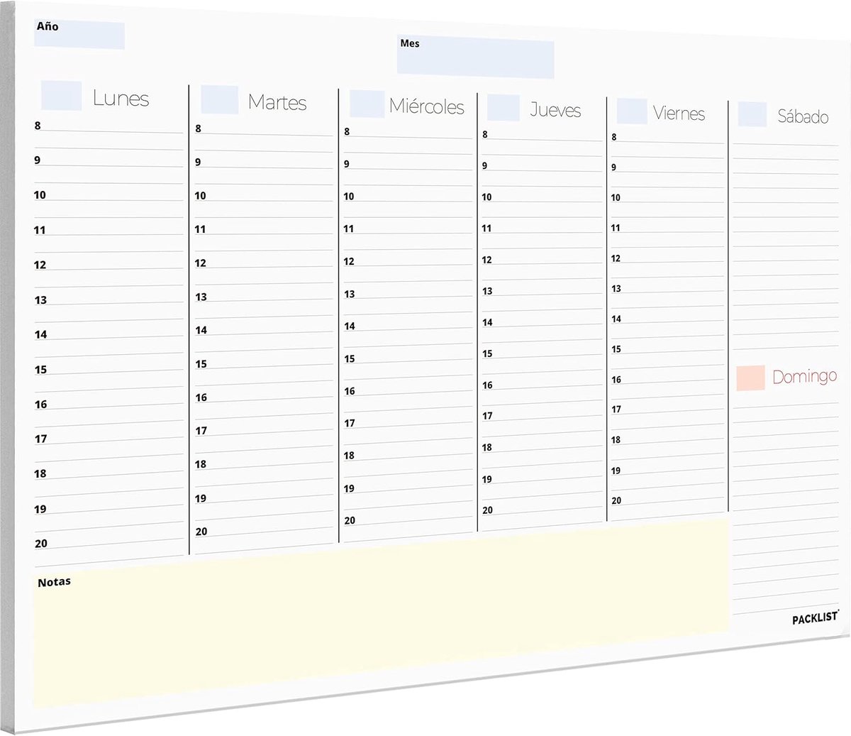 SnelShoppen - Bureau Weekplanner A4 Spaans - 52 Vellen Agenda - Eeuwigdurende Design Kalender voor Afspraken en Organisatie