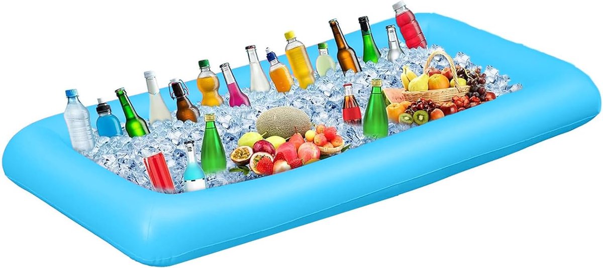 Inflatable Ice Serving with Drain Stop, Fridge Tub for Buffets, Drinks and Parties, Inflatable Cooler (132 x 61 x 13 - ShopVlot