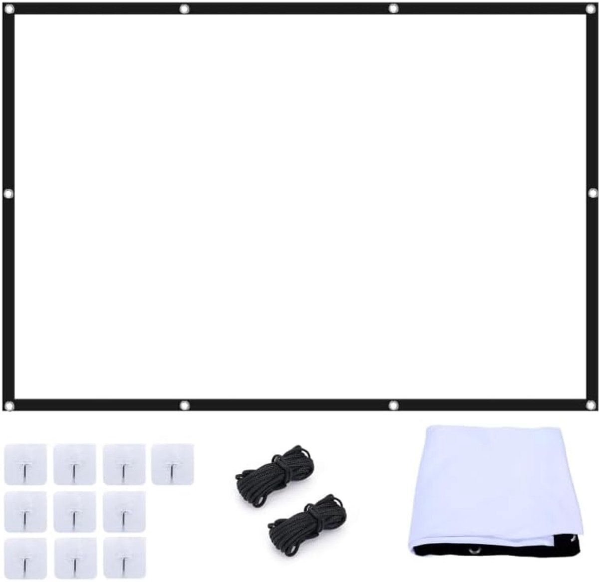 SnelShoppen - Beamerscherm voor Buiten met Statief, Draagbaar 100 Inch Projectorscherm, 16:9 4K HD Filmscherm voor Thuisbioscoop, Tuinbioscoop, Campin