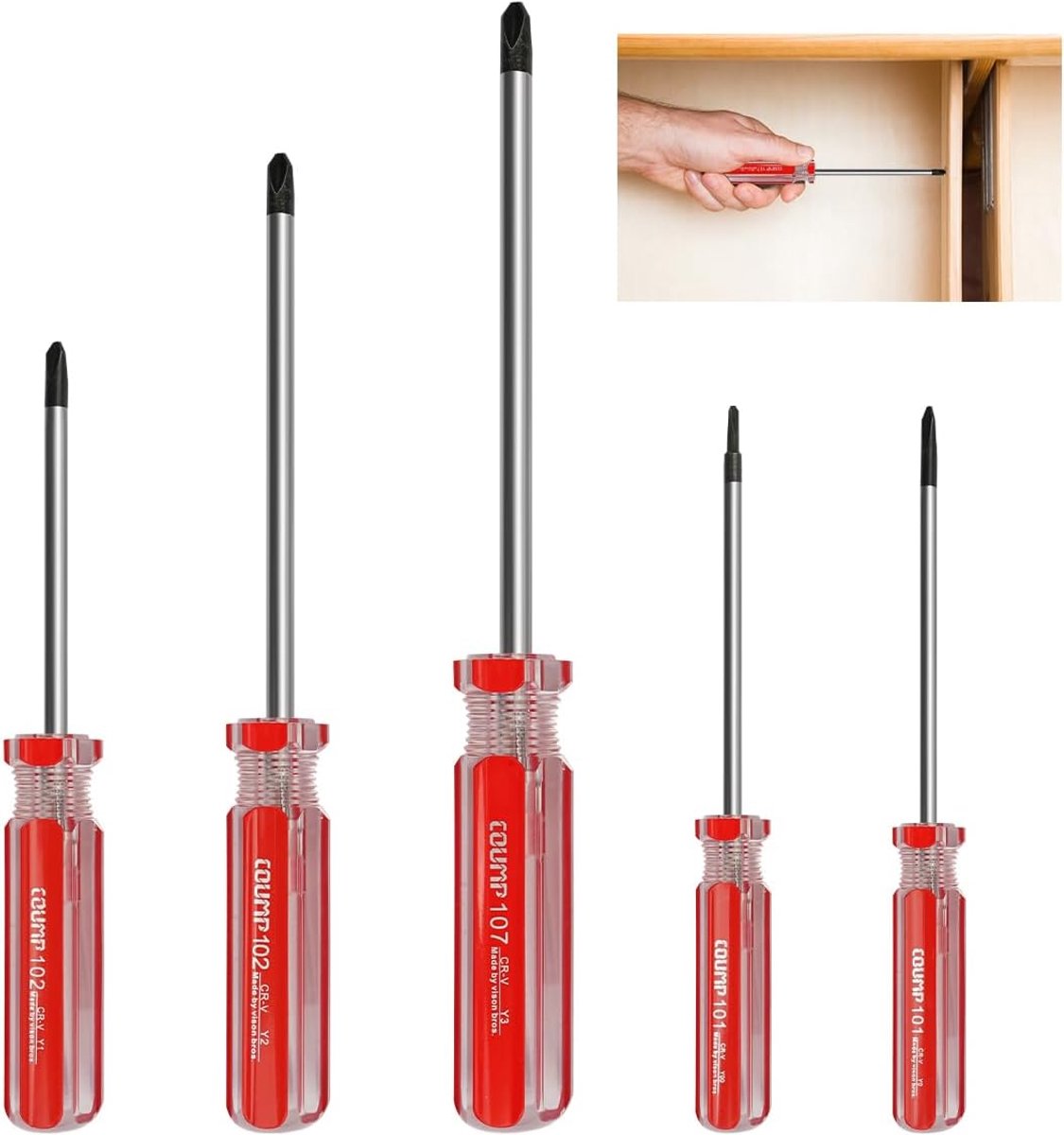 SnelShoppen - 5 Stuks Magnetische Y-Vorm Tri-Wings Schroevendraaierset voor Elektronica Reparaties en Doe-Het-Zelf Klussen - Rood - Vijf Maten Y00/Y0/