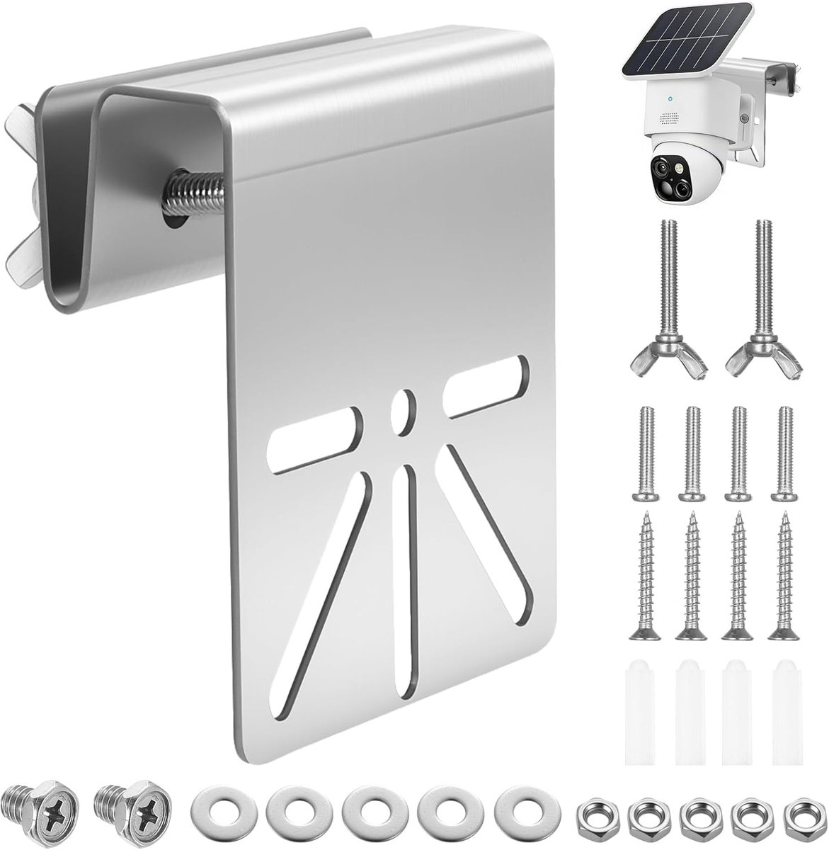 SnelShoppen - Gutter Mount Beugel voor Zonnepaneel, Metalen Camera Steun voor Beveiligingscamera's, RVS Gutter Beugels voor Eufy en Arlo, Duurzame Mon