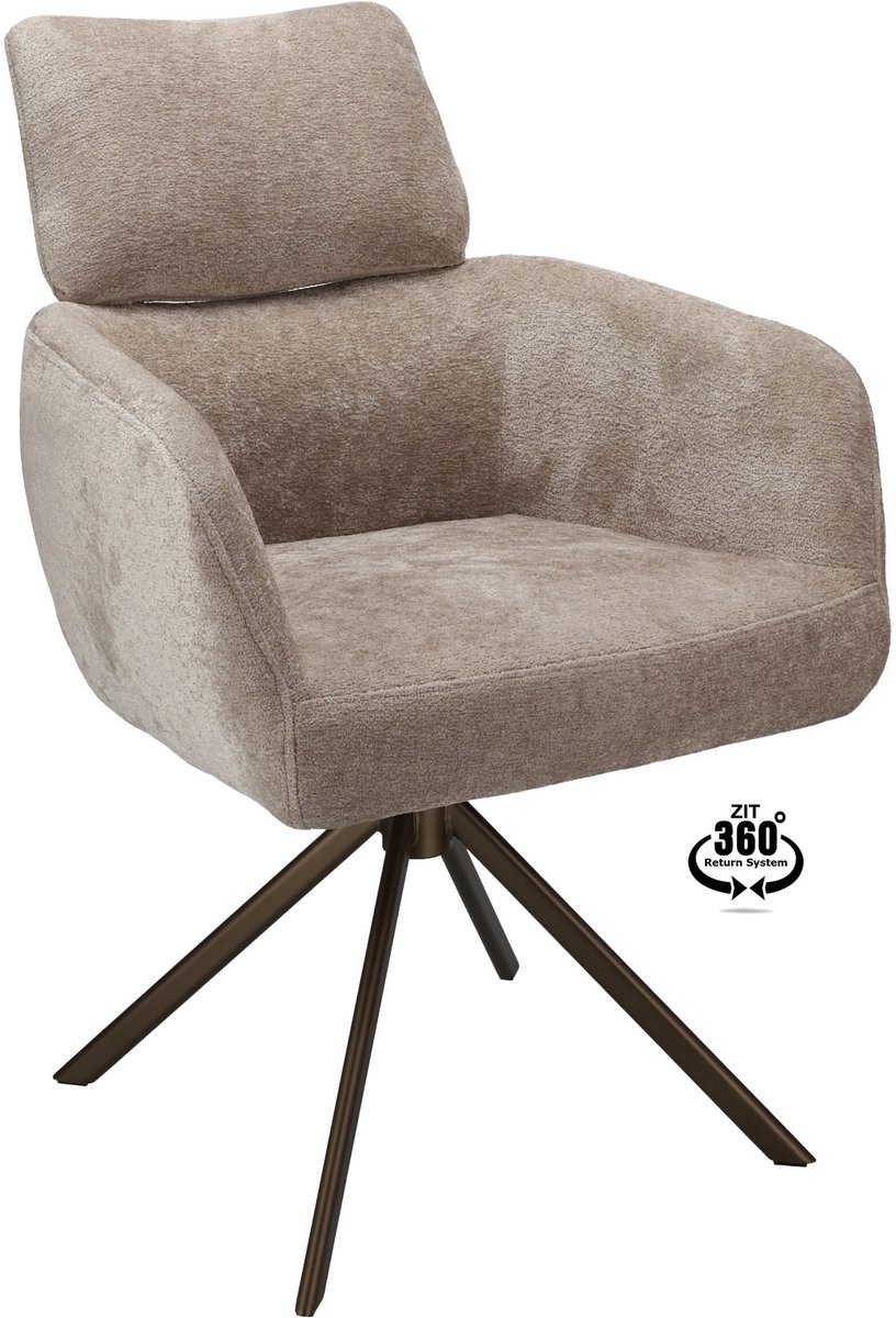 Icon Living - Armstoel Lina Stof Stella Liver Leg Bronze 360° Return-system