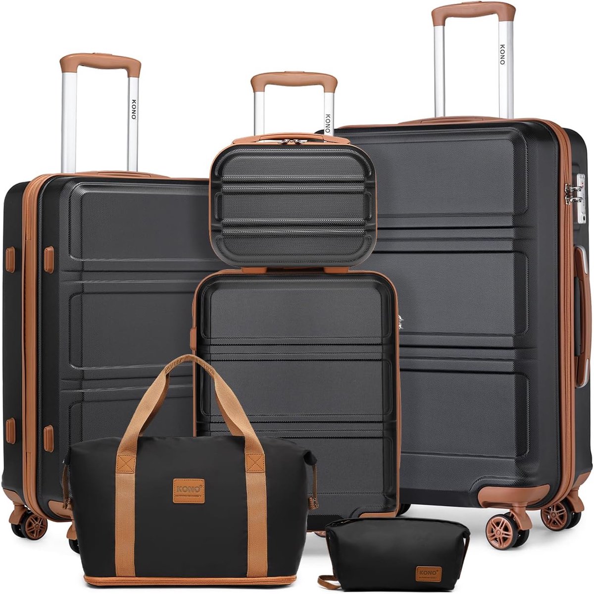 Thijox - Kofferset Lichtgewicht ABS+PC-Hardshell Handbagagekoffer met TSA-slot | Inclusief Reistas en Toilettas voor Reisuitrusting | Perfect voor Vak