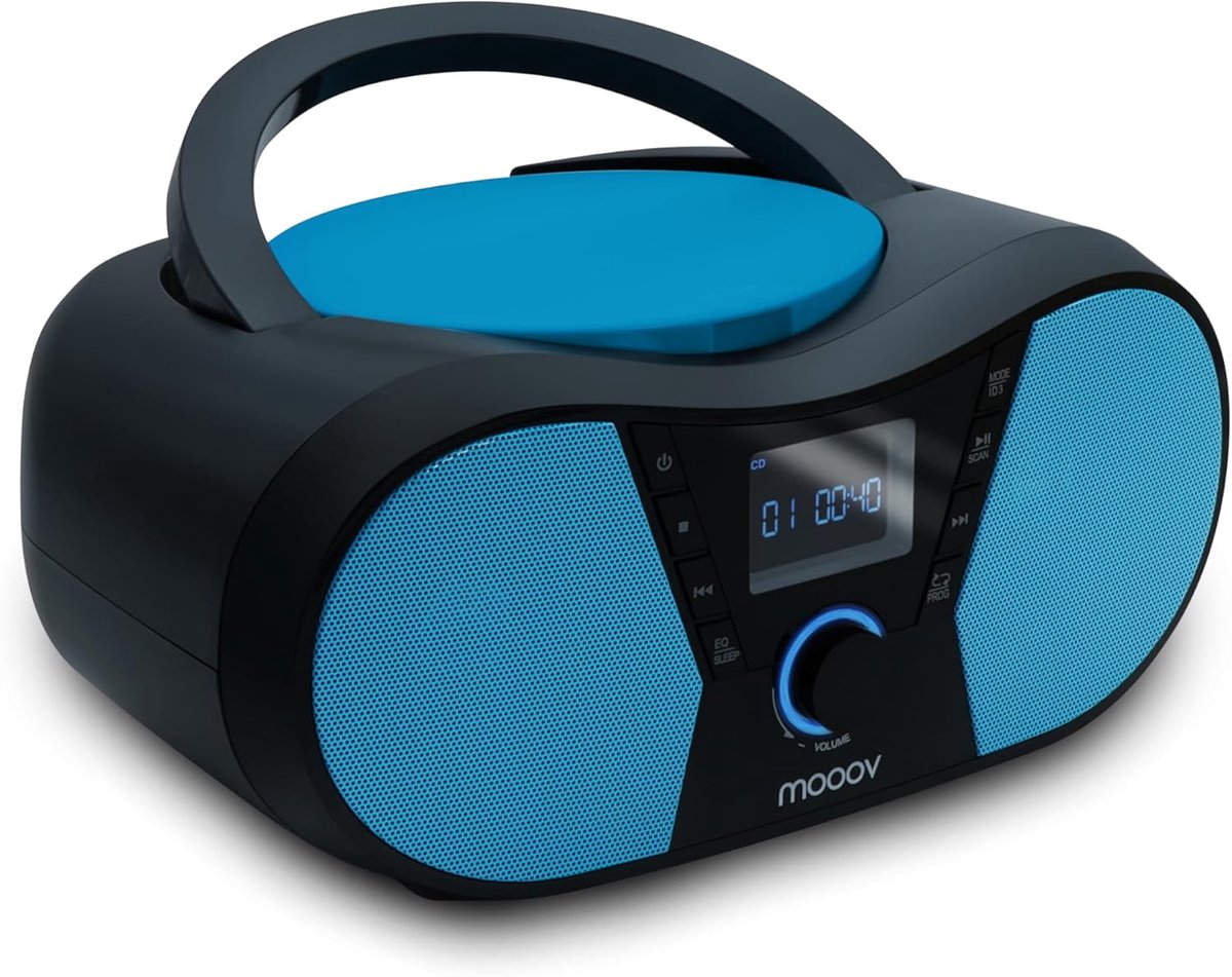 SnelShoppen - Multifunctionele CD-speler met FM-radio, USB-poort, hoofdtelefoonuitgang, AUX-in, equalizer en slaapfunctie voor thuis, camping, feest,