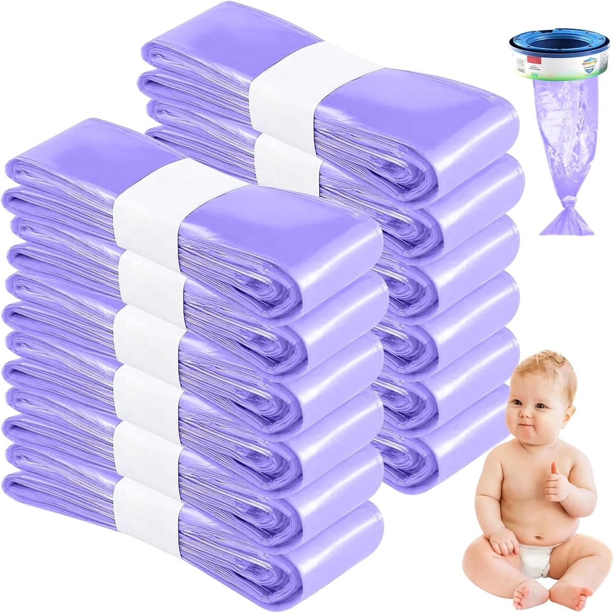 SnelShoppen - 12 Navullingen voor Luieremmer - Grote Capaciteit - Uitstekende Geurbestendigheid - Compatibel met Diverse Merken - Ideaal voor Baby's e
