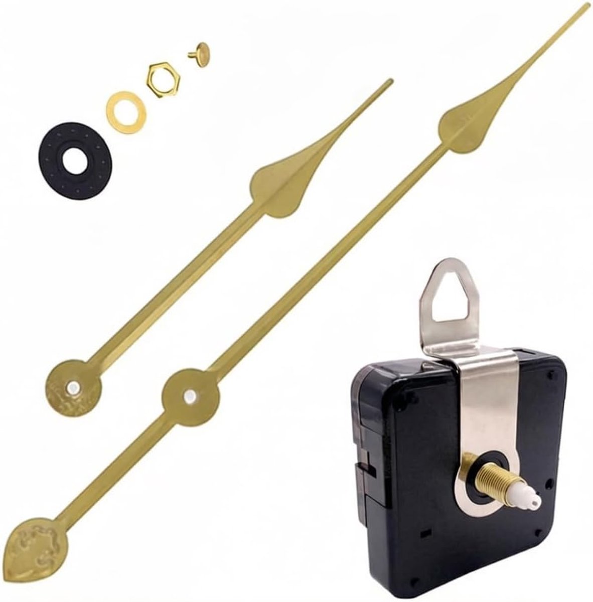 SnelShoppen - Wandklok Mechanisme, Stille Klok, Quartz Klok Vervanging, Goud, 20 mm Bar Lengte, 11 mm Draad, Geschikt voor Klokken met Een Diameter va