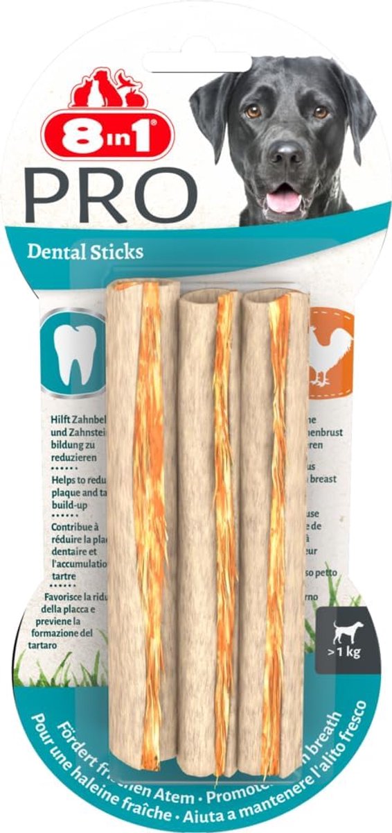 Thijox - 8in1 Delights Pro Dental Sticks voor Honden - Gezonde Kauwstangen voor Tandverzorging - 3 Stuks - Geschikt voor Alle Rassen - Versterkt Tandv