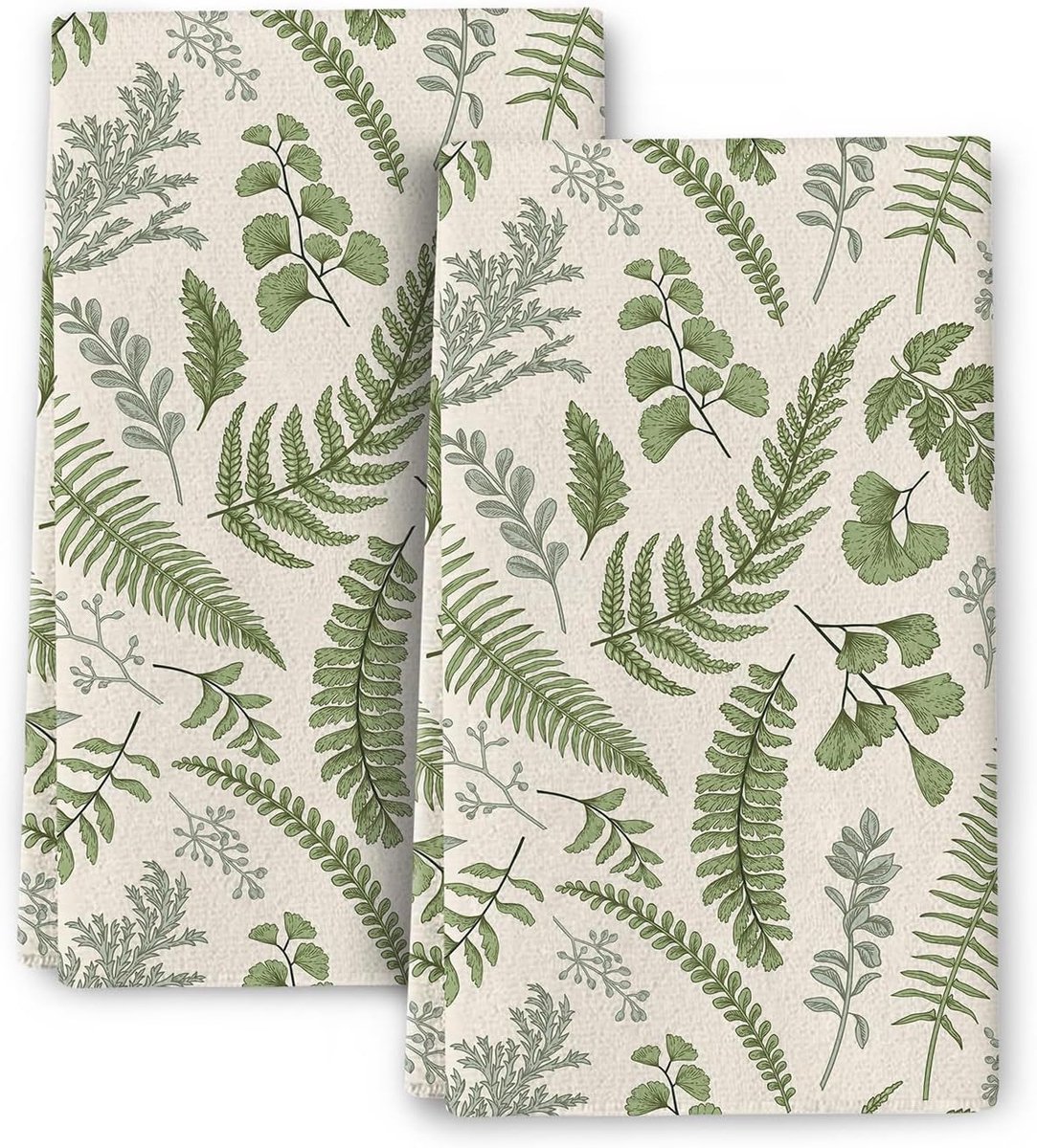 SnelShoppen - 2 Stuks Salie Groene Botanische Keukenhanddoeken Theedoeken 40x60cm Absorberend Zacht Herbruikbaar Duurzaam voor Keuken en Badkamer