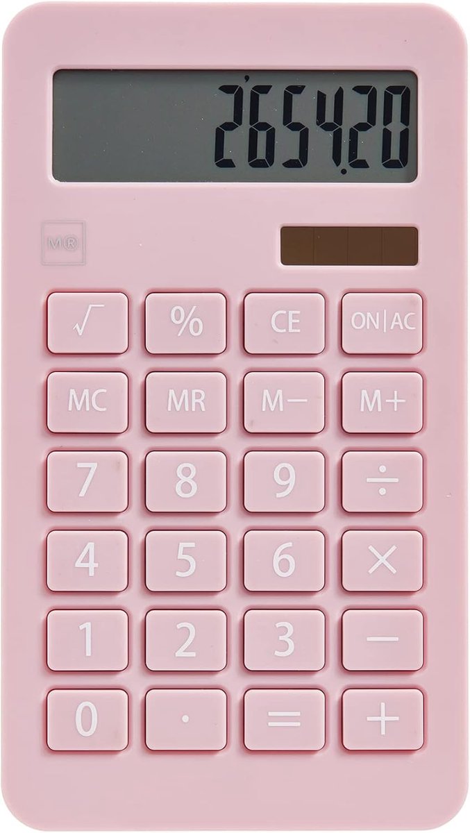 Thijox - Zonne-rekenmachine voor kantoor, 10-cijferige rekenmachine met grote toetsen, goed leesbaar LCD-scherm, compact en efficiënt ontwerp, roze kl
