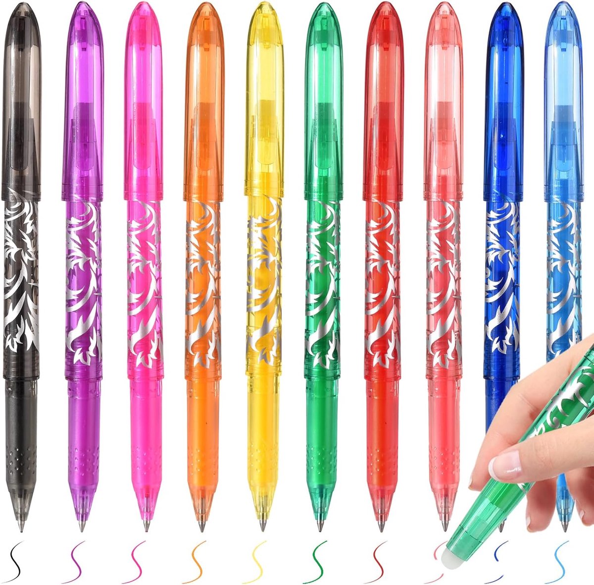Erasable gelpennen 0.5 mm - set van 8 kleuren - sneldrogende inkt - ideaal voor foutloos schrijven - SnelShoppen
