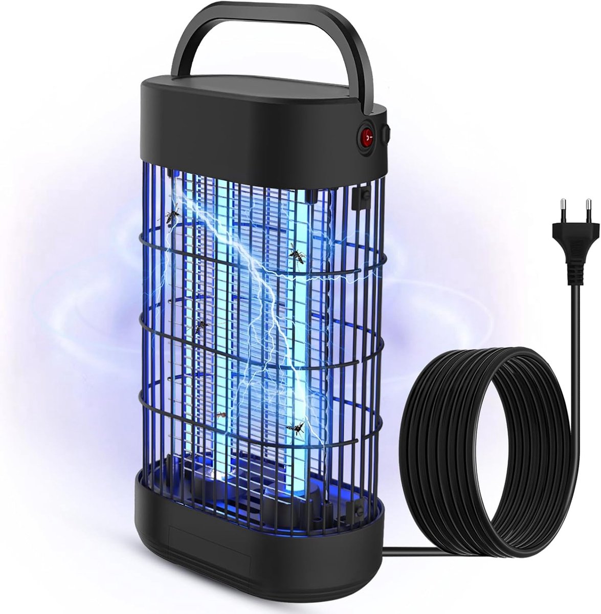 SnelShoppen - Elektrische Insectenverdelger, UV Muggenlamp, Effectieve Insectenval voor Binnen & Buiten tot 80 m², Zwarte 18W 2000V Insectenbestrijdin