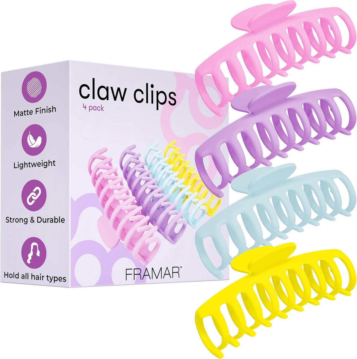 Thijox - Grote Pastel Haarklemmen voor Dik Haar XXL - Haarklemmen Dames - Klemclips voor Vrouwen - Haarspelden voor Dun Haar - 4 Stuks