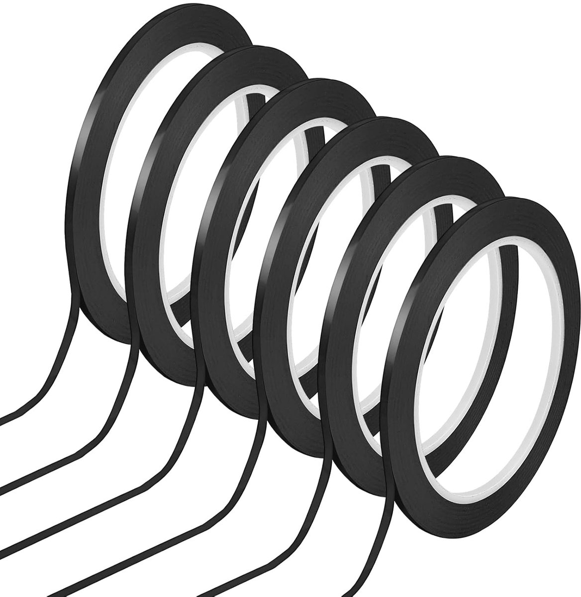 Thijox - 6 Rollen Zelfklevende Whiteboard Tape - Zwart Raster Tape voor Markeren, Graphisch Gebruik, 66m per Rol, Ideaal voor School, Kantoor en Creat