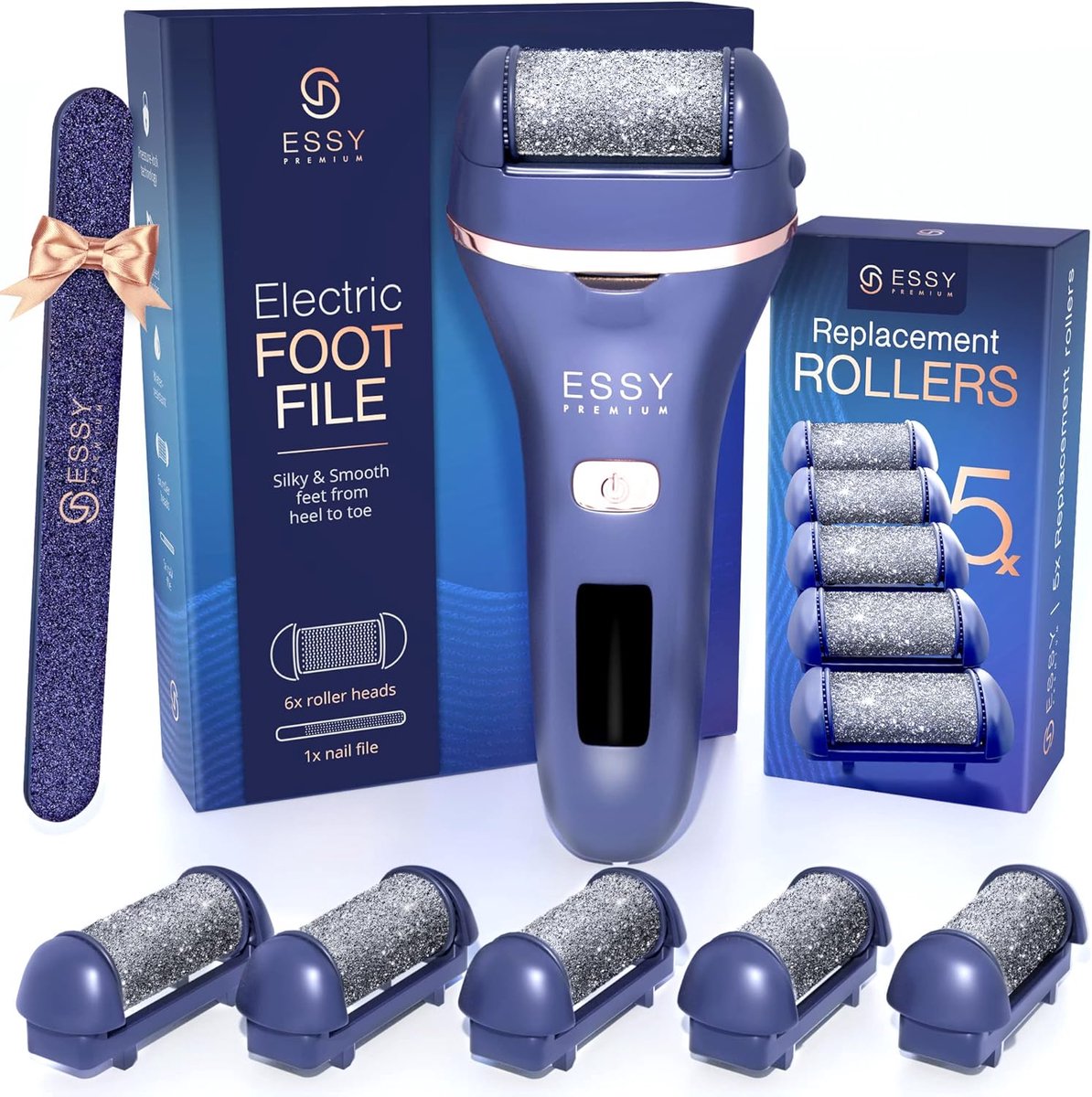SnelShoppen - Essy Elektrische Voet Vijl, Dode Huid Verwijderaar voor Voeten, Efficiënte Pedicure Set, 3 Rollers, Voor Zijdezachte Voeten, Handig voor