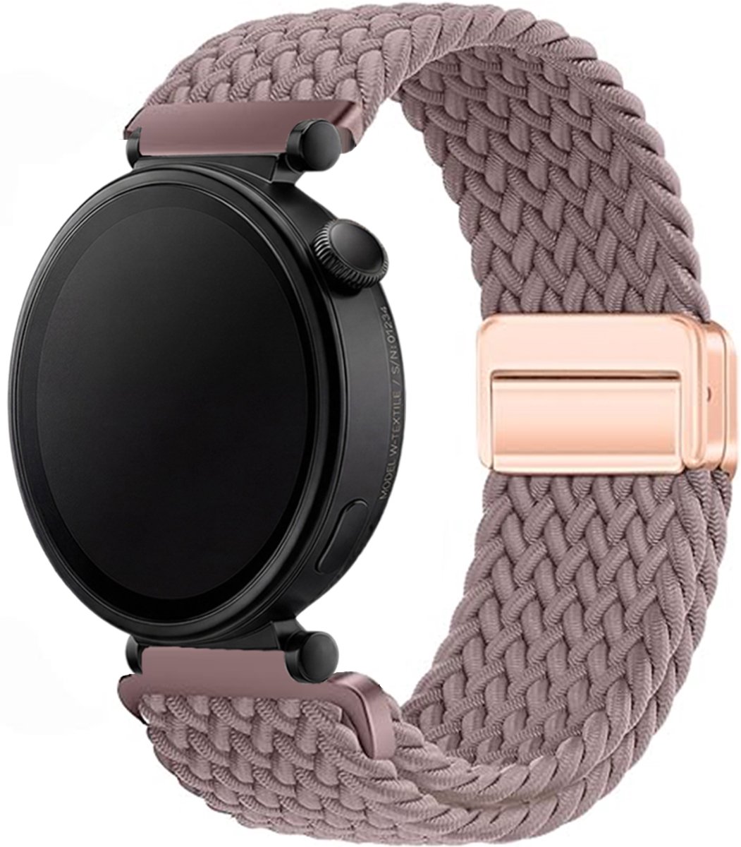 Stravo 18mm Gevlochten Nylon Bandje met Magnetische Sluiting – Geschikt voor Garmin Vivoactive 4S / Venu 2S / Venu 3S / Venu 4 (41mm) / Forerunner 255S / 265S – Huawei Watch GT 5 (42mm) / GT 5 Pro (42mm) / GT 6 (41mm) – Mist Paars