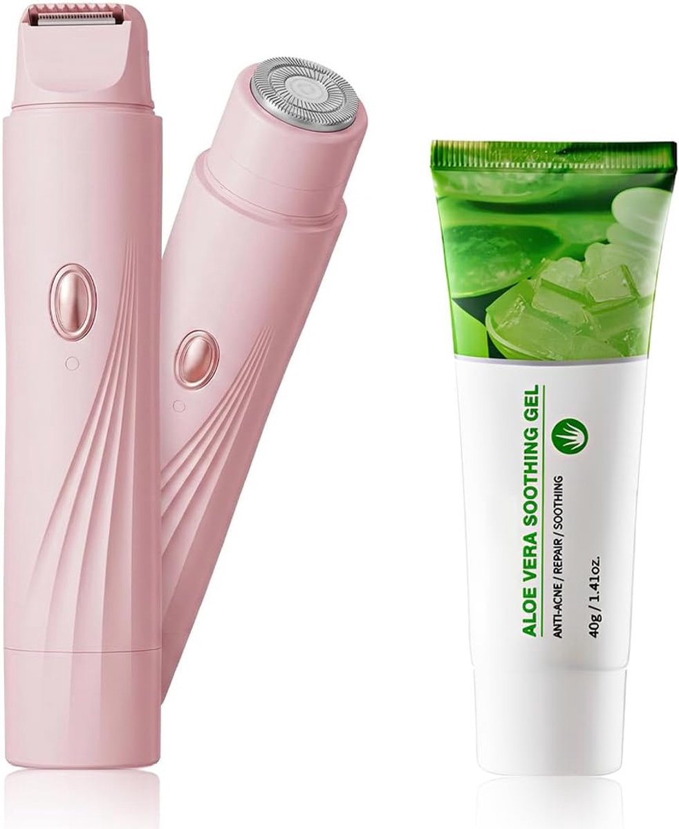 Thijox - 2-in-1 Elektrische Gezichtshaarverwijderaar voor Vrouwen met Aloë-Gel, Oplaadbaar en Pijnvrij Scheerapparaat voor Lichaam en Wangen, Gezichts