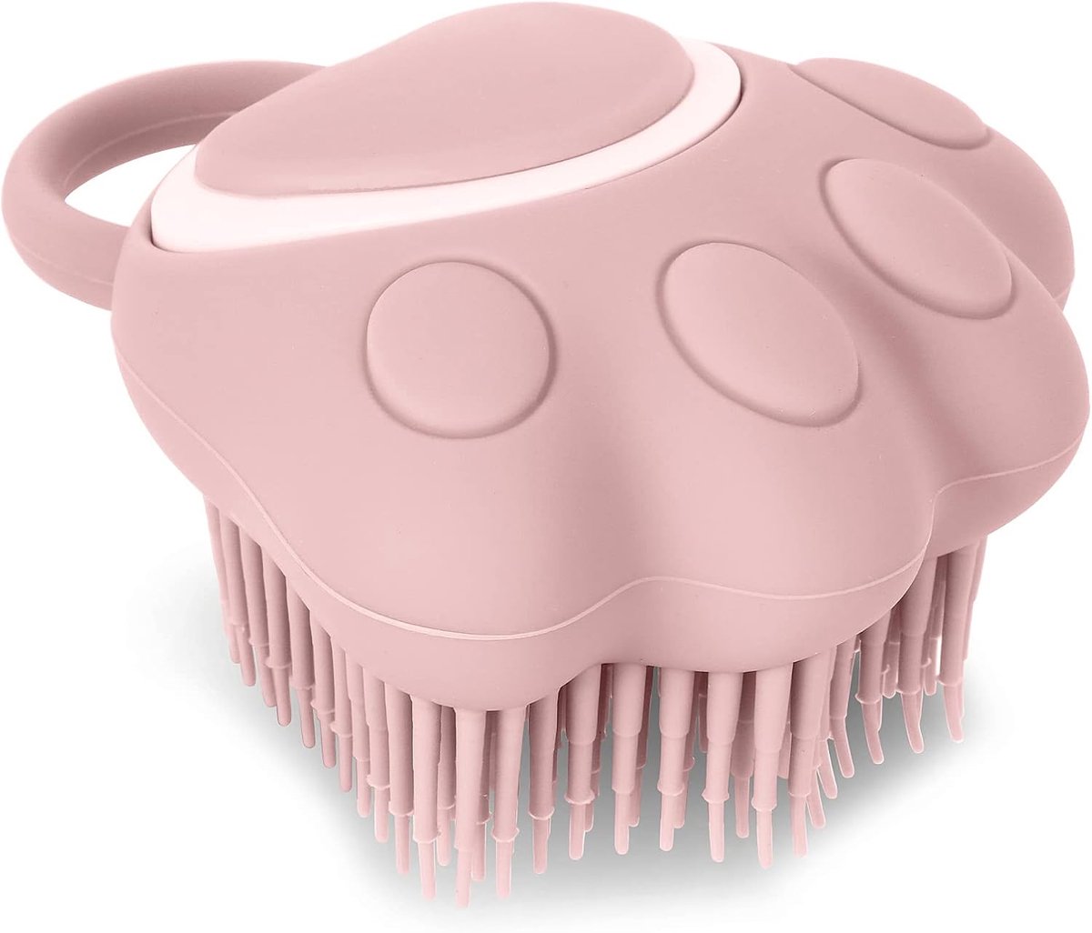 Thijox - Badborstel voor Honden en Katten, Siliconen Puppy-Borstels met Shampoodispenser, Zachte Huisdierreiniging en Massageborstel in Roze Pootvorm