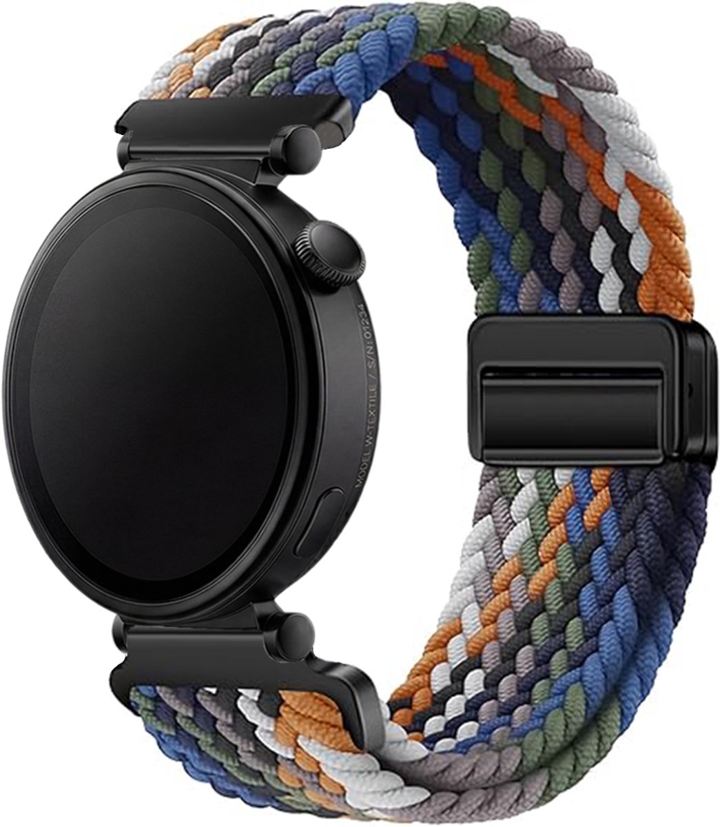 Stravo 18mm Gevlochten Nylon Bandje met Magnetische Sluiting – Geschikt voor Garmin Vivoactive 4S / Venu 2S / Venu 3S / Venu 4 (41mm) / Forerunner 255S / 265S – Huawei Watch GT 5 (42mm) / GT 5 Pro (42mm) / GT 6 (41mm) – Camouflage