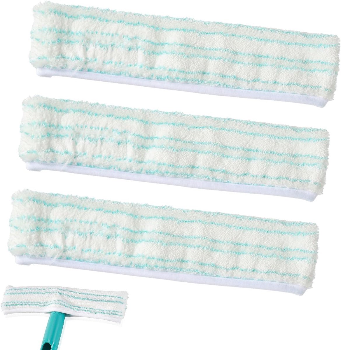 SnelShoppen - 3 Stuks Reservehoezen Microvezel voor Ramen en Spiegels, Streepvrij, Duurzaam en Wasbaar tot 60°C, Voor Leifheit Window Frame Cleaner M