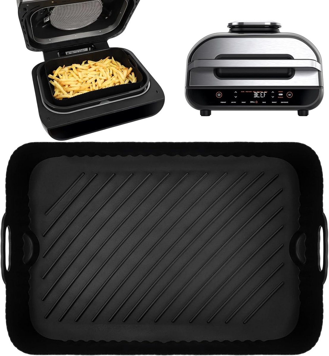 SnelShoppen Siliconen luchtfriteuse voering voor grote manden oliebestendig waterdicht accessoires voor Airfryer en Grill geschikt voor Ninja Fo